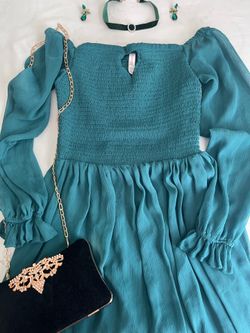 Teal Off Shoulder Dress 🩵