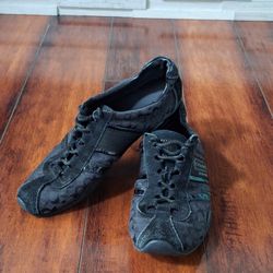 Coach Remonna Black Signature Sneakers Size 7.5 Women’s Logo Lace-Up Low Top
