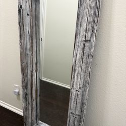 Oversized Farmhouse Mirror – Whitewashed Rustic Wood Frame