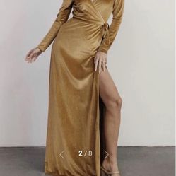 Gold Velvet Maxi Dress 