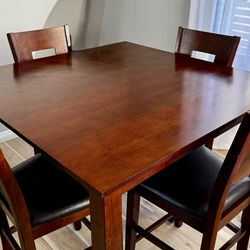 🪑 Solid Wood Dining Table Set (4 Chairs) – Modern Espresso Finish