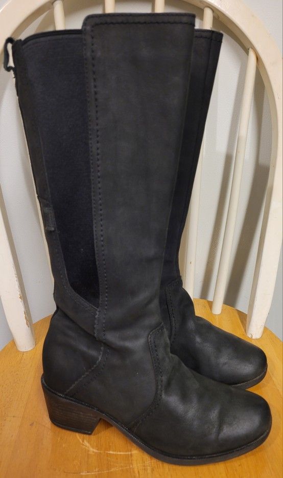 TEVA WOMEN'S ANAYA TALL BLACK WATERPROOF LEATHER BOOTS SZ 8.5
