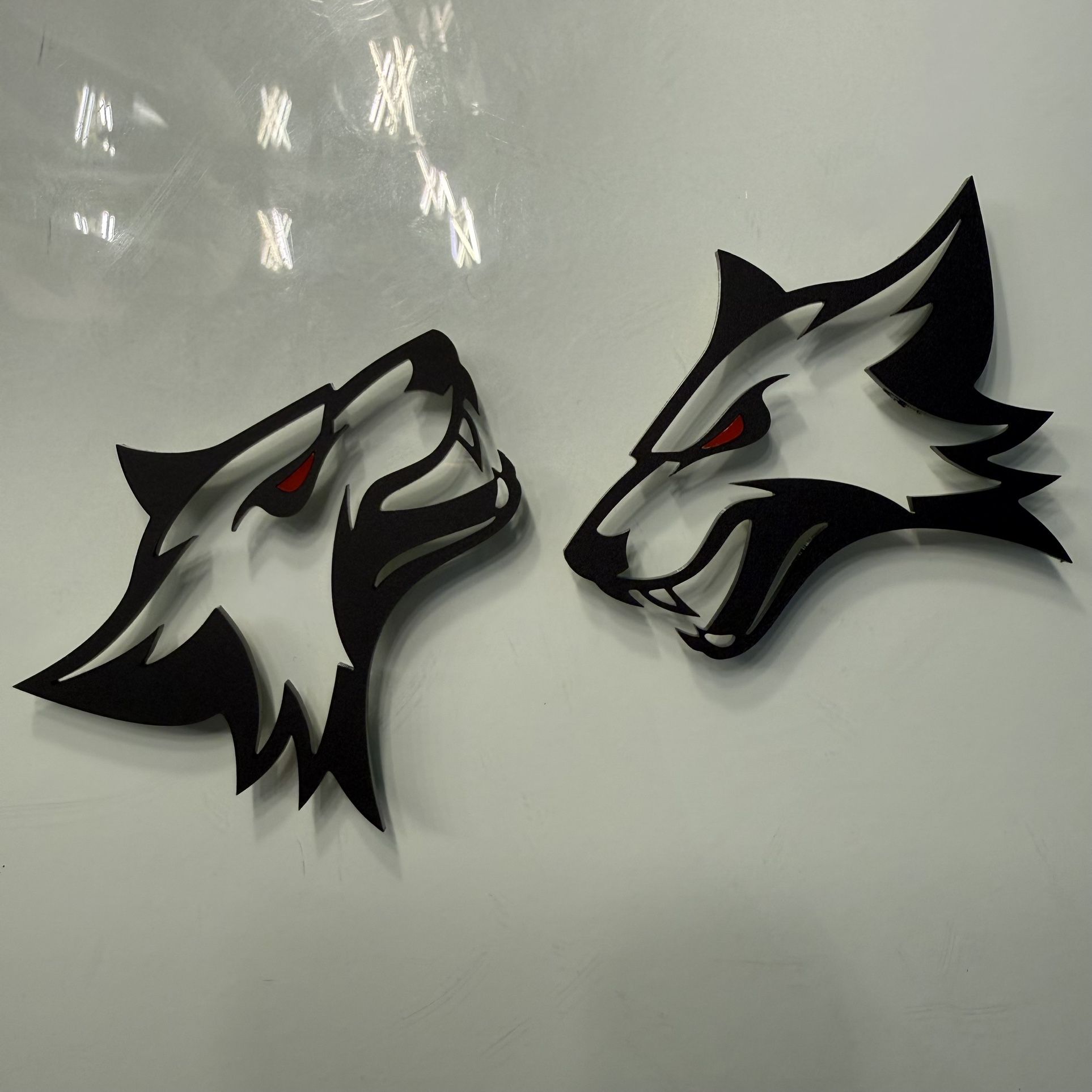 Matte Black Fox Red Eye Fender Badges