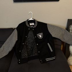Two Tone Raiders Wool Letterman Jacket Like New