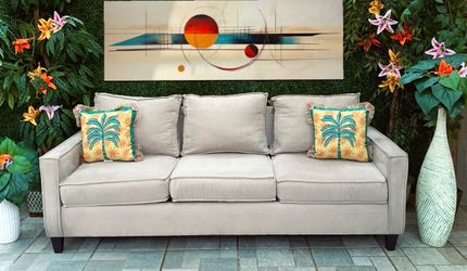 Used Fusion Furniture Beige Gray Couch