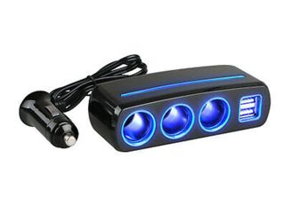 3-Way Car Cigarette Lighter Socket Charger Power Adapter Splitter w/ 2 USB Port