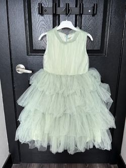 Tulleen Girls Green Tiered Tulle Formal Dress Size 8Y NEW