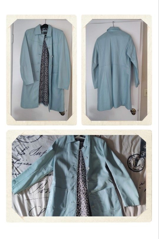 Baby Blue Leather Jacket