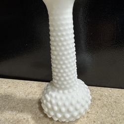 Vintage 7.5 inch E.O. Brody Hobnail Visit > Milk Glass Bud Floral White Vase