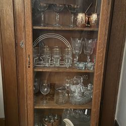 Antique Solid Wood, Glass Front Curio Cabinet