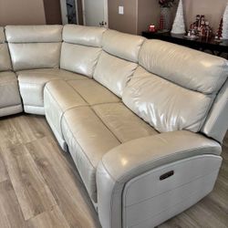 Beautiful Elegant Upscale Luxury All Electric Powered Italian Leather Plush Sectional Sofa