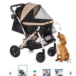 HPZ™ PET ROVER XL Extra-Long Premium Stroller For Small/Medium/Large Dogs, Cats And Pets (Taupe)