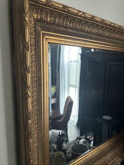 Large Antique Wood Framed Mirrow