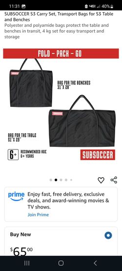 SUBSOCCER S3 Carry Set, Transport Bags for S3 Table and Benches
Polyester and polyamide bags protect the table and benches in transit, 4 kg set for ea