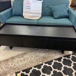 Black low-profile modern media console - 63” x 19” x 20” 