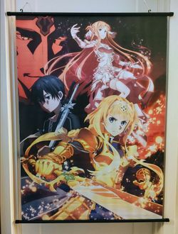 Sword Art Online Wall Scroll - Alicization War of Underworld - Kirito Asuna Alice
