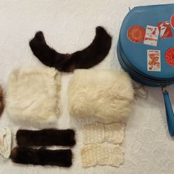 Infant/Toddler/Pre-School;Fur-Hand Warmer,Head Cap,Neck & Wrist Bands,Collar.Lace Wrist Bands.Leather Baby Shoes Size2.Carrying Case.