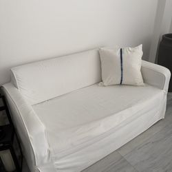 White Fabric Full Slipcovered Sleeper Sofa