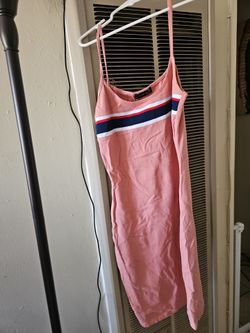 Pink Bodycon Midi Dress with Stripe Detail