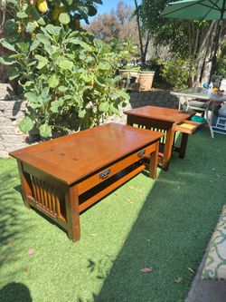 Mission style coffee table and side table