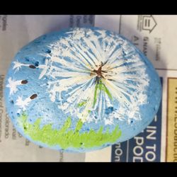 Hand- Painted Dandelion Rock 