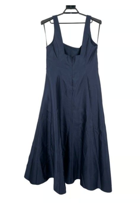 Alfred Sung dress D826 Square Neck Satin A-Line Gown blue size 18

