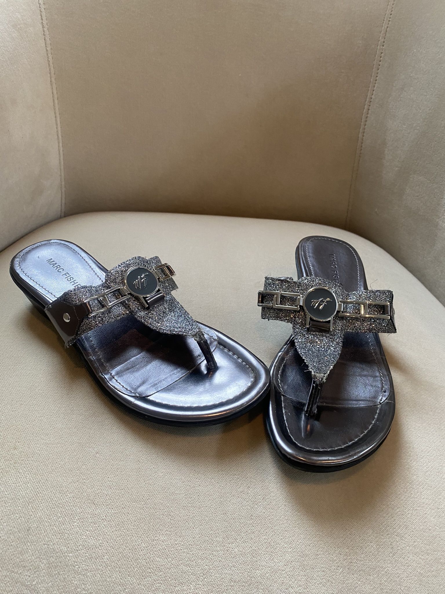 Marc Fisher Charcoal Black Sandals Size 6.5
