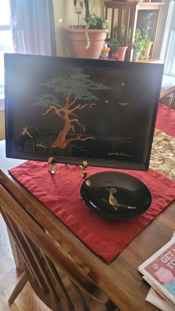 1966 Couroc Platter And Bowl