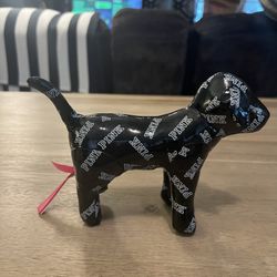 Victoria Secret Pink Vinyl Plush Dog 2015 Shiny Black Stuffed Small