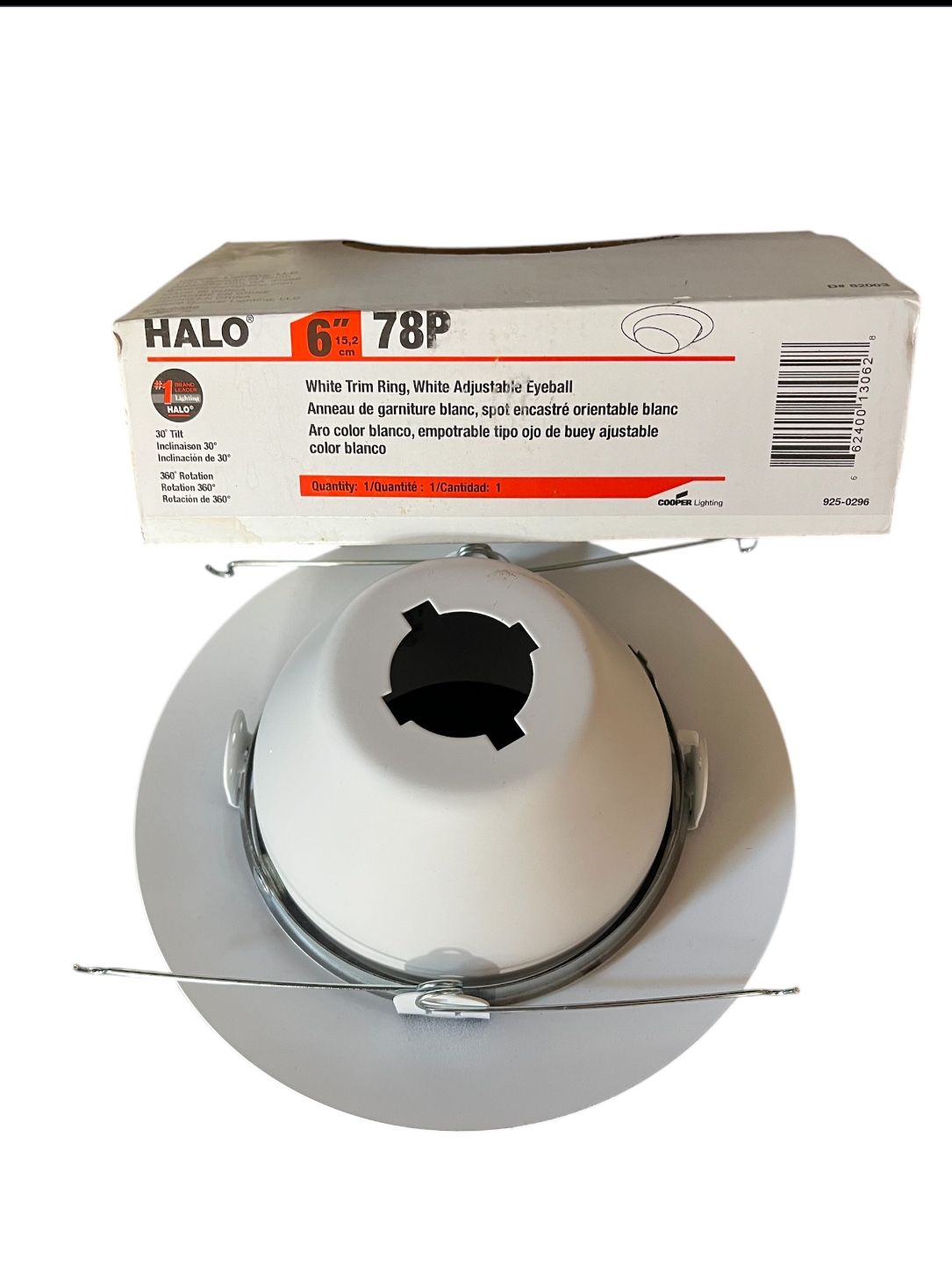 Halo 78p 6” White Trim Ring White Adjustable Eyeball For Lighting