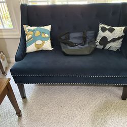 Velvet Blue Sofa For 2. 