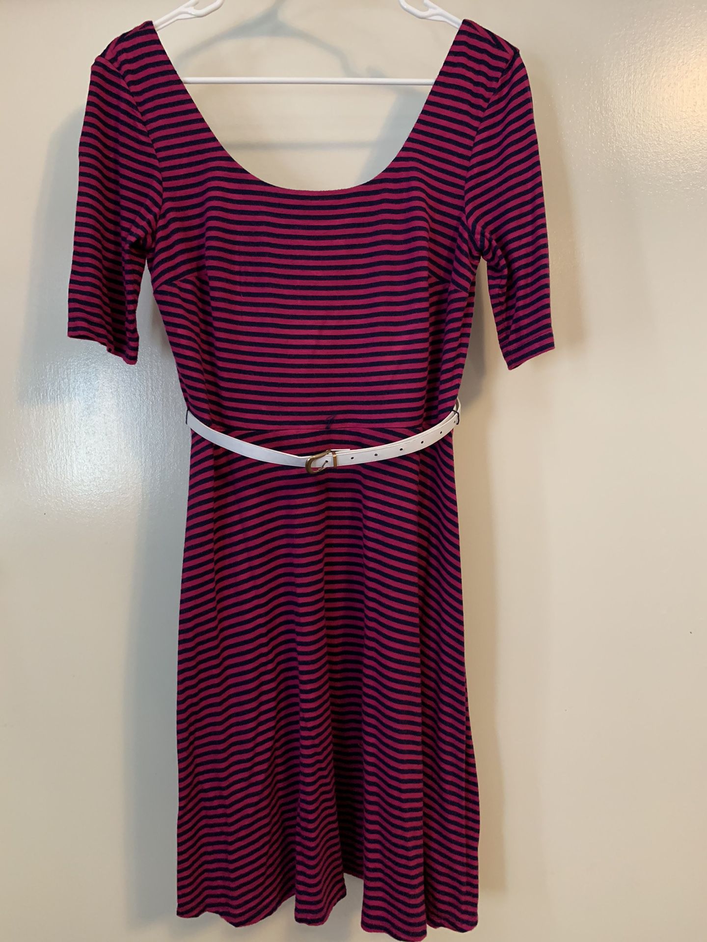 ALYX Striped Purple Dress, 3/4 Sleeves