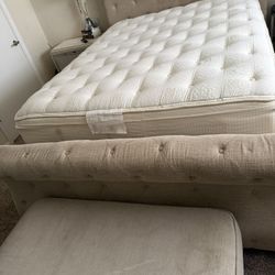 Queen Bed, mattress & Bench