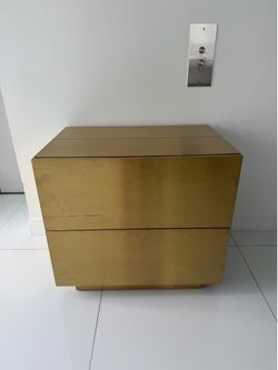 CB2  Penn Brass Clad Wide 2 Drawer File Cabinet