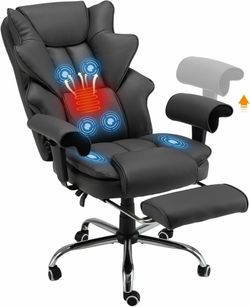 2295i $130  Ergonomic Executive Chair with 6-Point Vibration & Heat, Reclining PU Leather Big & Tall Desk Chair, Retractable Footrest & Adjustable Arm
