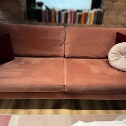 Dusty Pink Velvet Couch