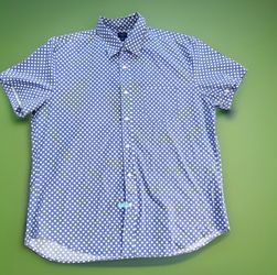 J.Crew Men’s XL Flex Blue White Short Sleeve Button Up Shirt