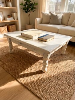 White wood table