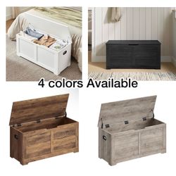 Storage Chest, 39.4 Inches Width Bench with 2 Safety Hinges Farmhouse Style,