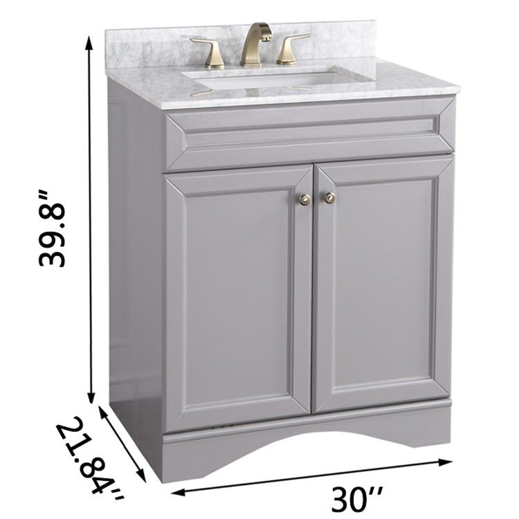 30 inch Gray Carrara Marble Top Bathroom Vanity ON SALE for Sale in
