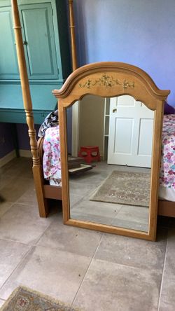 Four Poster Twin Bed, Matching Wall Mirror