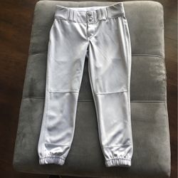 Girls Light Gray Softball Pants Y L/XL