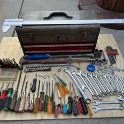 Vintage Craftsman Toolbox With Miscellaneous Tools 