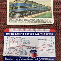 Vtg Pair 1957 Balimore & Ohio and Union Pacific Railroad Calendars