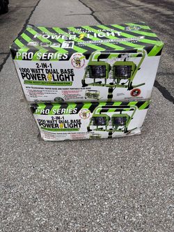 Lot of 2 Pro Series 1000 Watt Dual Base Work Lights w/ Tripod - Open Box
