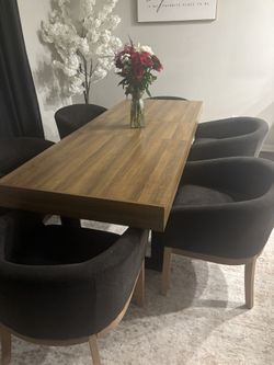 Dining Table With 6 Barrel Chairs