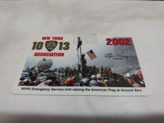 Collectible NYPD Emergency Service Unit Raising The American Flag At Ground Zero, Card, FREE SHIPPING