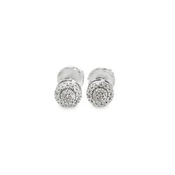 10k White Gold Diamond Earrings with Round Brilliant Cut Diamonds 0.10 ctw