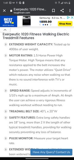 Exerpeutic treadmill 1020 new arrivals