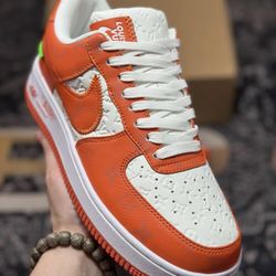 L.ouis Vuitton x N.ike Air Force 1'07 LV8 Low OrangeWhiteLV Monogram